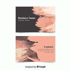 two business cards with different colors and shapes on the front, one in black and pink