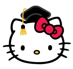 a hello kitty with a graduation cap on it's head