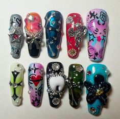 Xg Nails, Weird Nail Ideas, Tacky Nails, Hard Nails, Drip Nails, Crazy Nails, Pearl Nails, Long Square Acrylic Nails