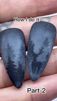 Fog Nail Art, Pine Cone Nail Art, Evergreen Nail Art, Nails With Tree Design, Winter Forest Nails, Deer Hunting Nail Designs, Winter Tree Nails, Nails With Trees, Pretty Winter Nails Acrylic Fog Nail Art, Winter Forest Nails, Alaska Nails Ideas, Deer Hunting Nail Designs, Pretty Winter Nails Acrylic, Nails With Trees, Yule Nail Art, Deer Nail Designs