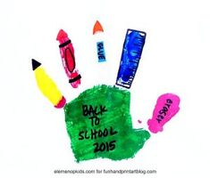 a child's hand with crayons and pencils on it that says back to school