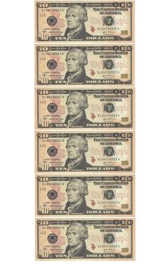 four bills with the portrait of george washington on them