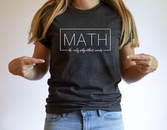 "Funny Math Shirt, Math Teacher Shirt, Math Teacher Gift, Math Appreciation, Mathematics Shirt, Math Instructor Shirt, Math Gift Geek Shirt Welcome to my store and it's great to see you here! I'm sure you'll love my designs. Please let me know if you have any questions and recommendations. The Unisex t-shirts are retail fit and a little bit relaxed. Make sure you check our size-chart before you place your order. The inscriptions on the T-shirts are black in light colors and white in dark colors. So, here is a brief description for you to-see-the order-process: 1-) Please, Check and Review all Photos. 2-) Select Your T-Shirt Size and T-Shirt Color from drop down menus. 3-) Choose Your Quantity as much as you want. 4-) Click ADD TO CART. You can go back to add more product color for your fam Math Club Shirts Design, Math Department Shirts, Math Tshirts Funny, Math Team Shirts, Math T-shirts, Math Tshirt Design, Math Teacher Shirt, Gifts For Math Teachers, Math Shirts Teacher