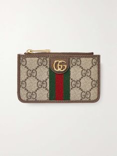 Shop GUCCI Ophidia textured leather-trimmed printed coated-canvas cardholder, Explore the latest GUCCI women's collection today on NET A PORTER Gucci Card Holder, Antique Silver Jewelry, Gucci Ophidia, Brown Texture, Designer Wallets, Print Coat, Brown Coat, Arm Candy, Net A Porter