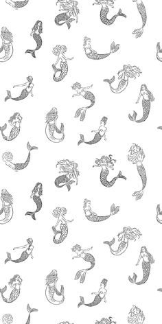 an image of mermaids on white paper