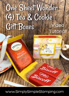 tea and cookie gift boxes with the text, one sheet wonder 4 tea & cookie gift boxes video