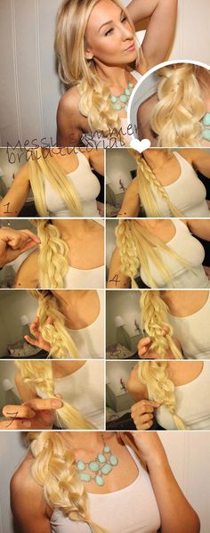 Updo Messy, Messy Side Braid, Hair Extensions Tutorial, Braids Step By Step, Braids With Shaved Sides, Side Braid Hairstyles, Messy Braids, Braids With Extensions