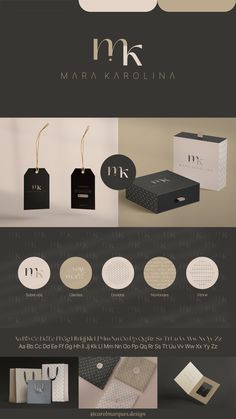 the logo and packaging design for mark karounia's new clothing line, made by