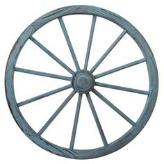 an old wooden wagon wheel on a white background with clippings to the side