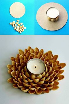 pine cone candle holder made out of paper and some other items to make it look like an ornament