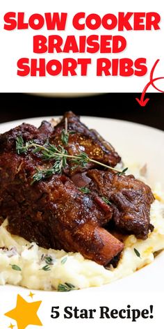 the cover of slow cooker braised short ribs