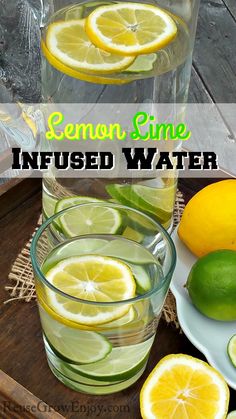 lemon lime infused water in glasses with sliced lemons