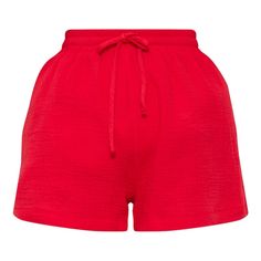 Create A Look No One Will Forget With These Cherry Red Woven Floaty Shorts. Brought To You In A Cherry Red Woven Material With A Floaty Style And A High Waisted Fit, These Shorts Will Have You Standing Out From The Rest. Style With The Matching Top, Sandals And Accessories For A Combo We're Crushing On. Length Approx 40.5cm/16" (Based On A Sample Size Uk 8) Model Wears Size Uk 8/ Eu 36/ Aus 8/ Us 4 Model Height - 5ft 7" Red Loungewear Shorts With Elastic Waistband, Red Shorts With Elastic Waistband For Loungewear, Red Elastic Waistband Shorts For Loungewear, Red Shorts For Loungewear, Red Shorts For Summer Loungewear, Red Short Bottoms For Loungewear, Red Cotton Shorts For Day Out, Red Bottoms With Built-in Shorts For Vacation, Trendy Red Cotton Shorts