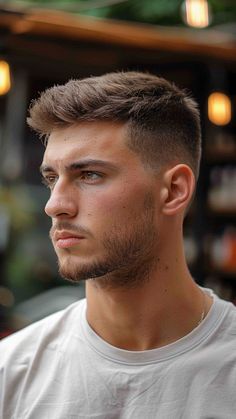 Crew Cut Classics: 24 Timeless Looks for Men Undercut Hairstyle For Men, Undercut Hairstyle, Short Undercut, Mens Hairstyles With Beard, Hairstyle For Men, Men's Short Hair, Beard Style