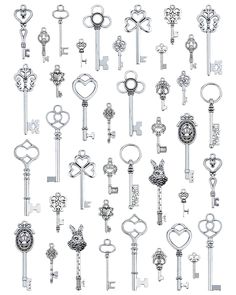 PRICES MAY VARY. Material: Alloy, lead and nickel free. Quantity: 110 gram (40pcs), Set of 40 keys (20 different styles, 2 each). Size: 0.9" - 2.4" (22 - 61 mm). A good gift for yourself or friends, or birthday gift, anniversary present. Good for DIY retro necklace, hang on your bags, keychains. Great for vintage rustic wedding decoration, wedding gifts, scrapbook decoration, craft DIY projects, DIY necklace pendant accessories, bookmarks, gift tags. The antique keys will be a great gift for hal Scrapbook Decoration, Diy Retro, Retro Necklace, Vintage Skeleton Keys, Vintage Skeleton, Key Charms, Key Art, Diy Pendant Necklace, Antique Keys