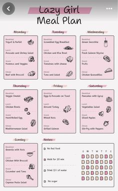 the lazy girl meal plan is shown in pink