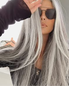 Grey Hair Don't Care, Silver Grey Hair, Gray Hair Highlights, Long Gray Hair