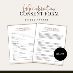 the front and back pages of a printable content form