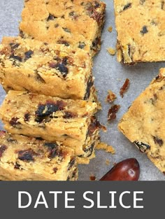 several squares of food sitting on top of a piece of paper