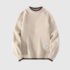 This comfortable. laid-back. loose-fit sweater is crafted from 90% polyester fabric for a lightweight feel. Featuring a knit design. this sweater is perfect for casual everyday wear. Khaki Sweater, Costume Bags, Sweaters Knitted, Casual Knitwear, Loose Fit Sweater, Slim Fit Sweater, Loose Knit Sweaters, Knit Men, Knitwear Men