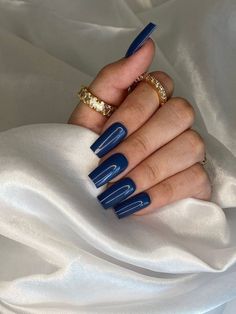 Dark Blue Nails, Navy Nails, Navy Blue Nails, Blue Acrylic Nails, Simple Acrylic Nails, Blue Nail, Square Acrylic Nails, Fire Nails, Pretty Acrylic Nails