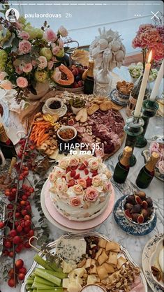 a table filled with lots of different types of desserts and food on it's sides