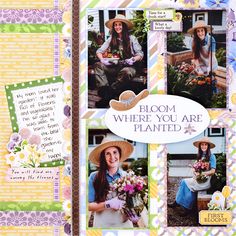 a scrapbook with pictures of women and flowers