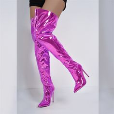 Step into the realm of elegance and allure with our Handmade Metallic Over-The-Knee Boots. Each pair is meticulously crafted. a symphony of artistry that celebrates uniqueness. Available in a size range from US5 to US15 or EU35 to EU46. these boots effortlessly cater to your individual fit.These boots are a tribute to the artisans' skill. handcrafted with precision. Devoid of platforms. they exude a refined grace that perfectly complements your style. The synthetic upper material guarantees both Luxury Knee-high Boots For Party, Elegant Pink Fitted Heeled Boots, Pink Heeled Party Boots, Luxury Knee-high Boots For Winter Party, Elegant Gold Knee-high Boots For Party, Elegant Knee-high Boots For Party Season, Pink Fitted Heeled Boots For Party, Fitted Pink Heeled Boots For Party, Pink High Heeled Knee-high Boots For Party