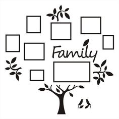 family tree with frames and birds on it