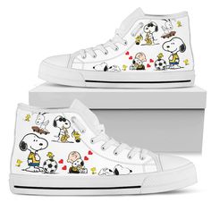 Snoopy Football High Tops Easy 30 day return policy Snoopy Football, Snoopy Shoes, Snoopy Stuff, Shoes Diy, Custom Converse, Shoes Custom, Shoe Design, Mens High Tops, Black High Tops