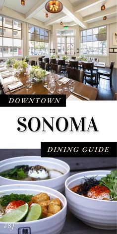 an image of a restaurant with the title down town sonoma dining guide