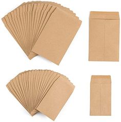 six pieces of brown paper are shown with the top half folded and bottom half closed