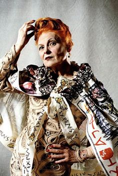 One might imagine that, at age 70, fashion designer VIVIENNE WESTWOOD’s days shocking the bourgeoisie might be long over.......particularly as a doyenne of the fashion industry, is to make no attempt to hide the ravages of time upon your face, all the while dressing like you don’t give a tinker’s damn what the world thinks an “old lady” is supposed to look like. Because, of course, you don’t. Vivian Westwood, Punk Mode, Modern Punk, Celebrity Stars, Azzedine Alaia, Advanced Style, Ageless Beauty, Model Poses