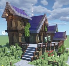 Mountain Houses Minecraft, Minecraft Roofs, Minecraft Roof, Nordic House, Cute Minecraft Houses