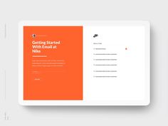 an orange and white landing page with the title getting started with email at nook