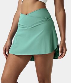 Everyday Cloudful™ Air Fabric Crossover 2-in-1 Side Pocket Cool Touch Pickleball Skirt-Lucid Green 4-way Stretch Sports Skort, Green 4-way Stretch Skort For Sports, Green 4-way Stretch Tennis Skirt For Summer, Summer Green 4-way Stretch Tennis Skirt, Green Tennis Skirt With 4-way Stretch For Summer, Sporty Green Moisture-wicking Skort, Green 4-way Stretch Workout Skort, Green 4-way Stretch Skort For Workout, Green Tennis Skort In Athleisure Style