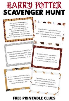 harry potter scavenger hunt with free printable clues