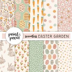 a collection of seamless easter garden patterns