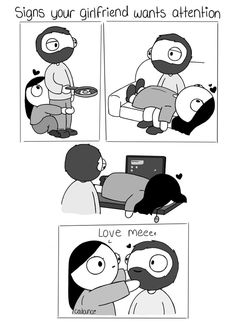 a comic strip with an image of a man being hugged by a woman