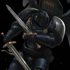 an animated image of a knight holding two swords