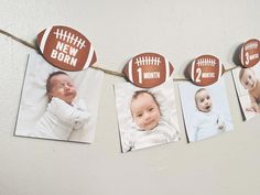 Football First Birthday Photo Banner Baby's First Year | Etsy Monthly Photo Banner, First Birthday Photo, Football Birthday Party, Birthday Photo Banner, 1st Birthday Party Themes