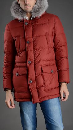 Herno Quilted hooded down jacket, removable fur trim, four pockets, concealed zip fastening with button closure, button chin strap, 100% polyester. Fur Trim, Fashion Shop