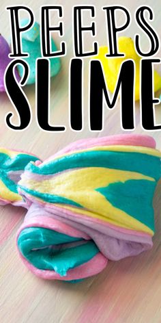 peeps slime is an easy science experiment for kids to make and play with