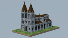 an image of a church that is made out of legos and has two spires