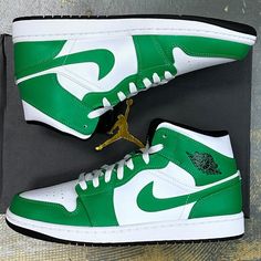 Selling A Brand New In Box Pair Of Nike Air Jordan 1 Mid “Lucky Green” Shoes! Lucky Green / Black - White Us 10 / Uk 9 / Eu 44 Nike Id Dq8426-301 Click Add To Bundlebelow To Receive An Offer! Combine Items And Save On Shipping! Jordan 1 Green And White, Nike Green High-top Sneakers With Branded Insole, Green Mid-top Jordan Shoes With Boost Midsole, Green Jordan Shoes With Boost Midsole And Round Toe, Green High-top Jordan Shoes With Rubber Sole, Green High-top Jordan Shoes With Cushioned Footbed, Nike Green High-top Sneakers, Nike Green Leather Basketball Shoes, Nike Green Leather Custom Sneakers