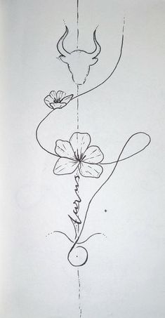 an ink drawing of flowers and the word love