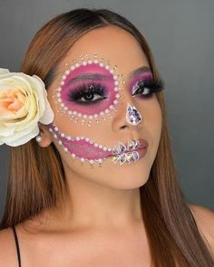 Catrina Makeup Ideas, Katrina Makeup, Catrina Outfit, Candy Skull Makeup, Mexican Makeup, Catrina Makeup, Makeup Ideas For Halloween