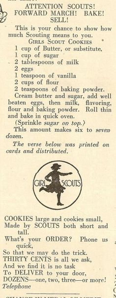 an old recipe for cookies is shown in black and white