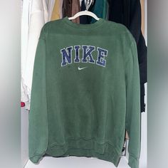 Vintage Good Condition! Of Course Because It’s Vintage There Is A Natural Wear To It. Difficult To Find. Honestly Very Comfy And Also Is A Unisex Fit. If Your A Women’s Medium Or Large It Will Fit Nicely. Oversized Fit For Women, Men Medium Fits As Usual Please Make Reasonable Offers! This Is A Hard To Find Gem. Vintage Nike Clothes, Sweaters Nike, Vintage Nike Sweatshirt, Nike Sweaters, Nike Vintage, Nike Sweater, Dark Forest Green, Nike Sweatshirts, Nike Green