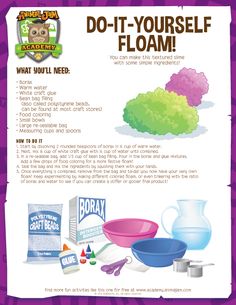 an advertisement for do - it - yourself floam with various items on the side